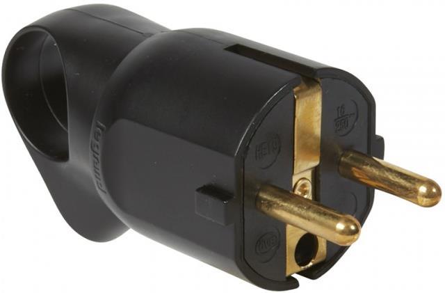 Legrand щепсел черен 2P+T 16A 250V с ринг 50328