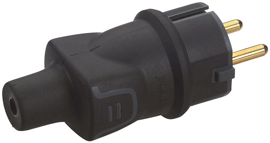 Legrand - Helium  щепсел гумиран 2P+E 16A IP44 черен 50342