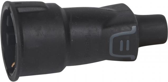 Legrand щекер 2P+E 16A IP44 черен гумен 50343