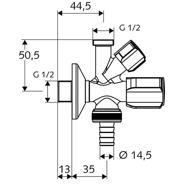 Schell- спирателен КРАН ДВОЕН  1/2 -3/4 