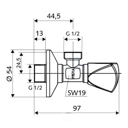 Schell-Sanland - кран спирателен ъглов 1/2*1/2