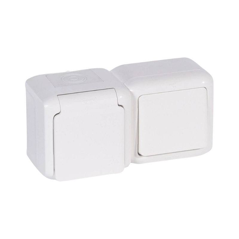Legrand Forix БЛОК еднополюсен ключ+КОНТАКТ  IP44 - бял 782371