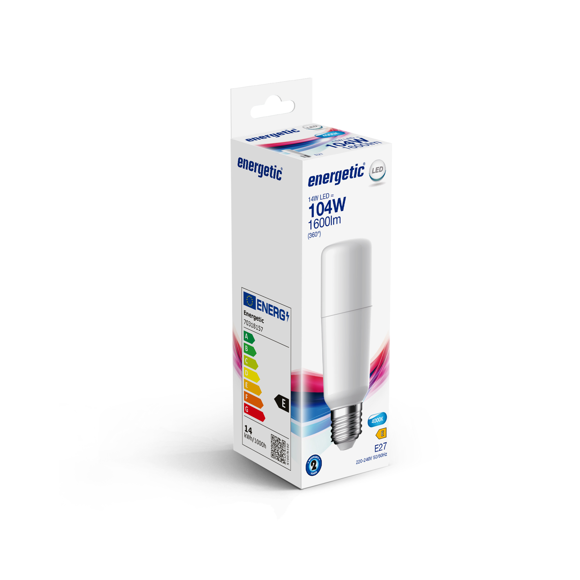 ENERGETIC - LED крушка T45 14W 4000k 1600lm - Е27 240 градуса