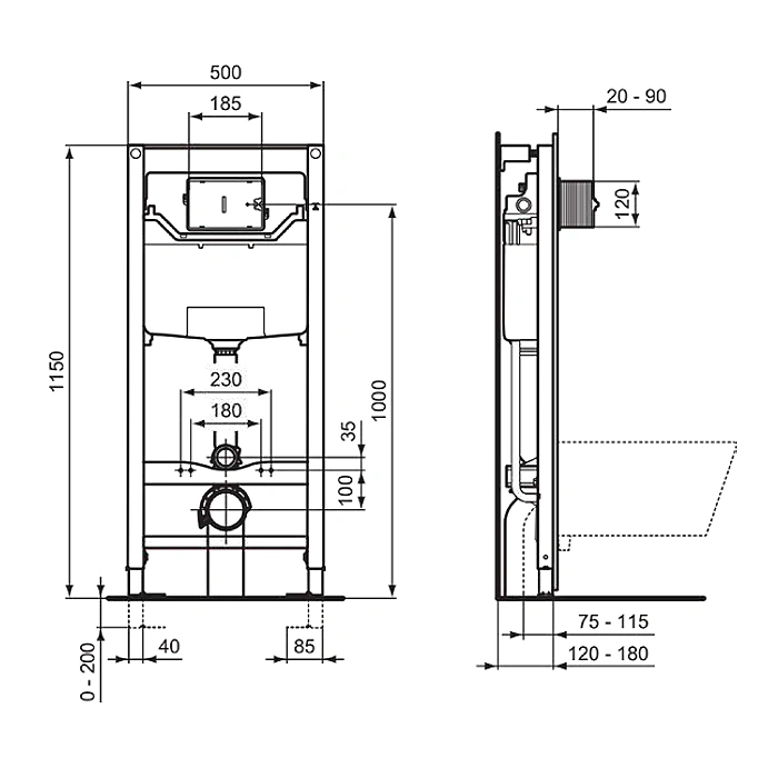 Ideal Standart - TESI AquaBlade пл.седалка R059801 пневматика комплект T007901+T352701+R027767