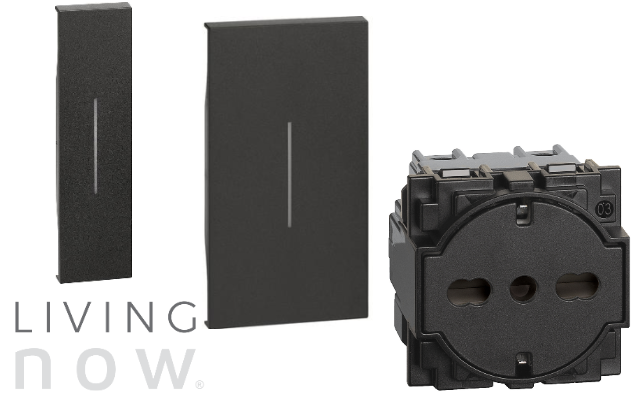 Legrand LIVING NOW - контакт шуко 2м 16А черен KG4141