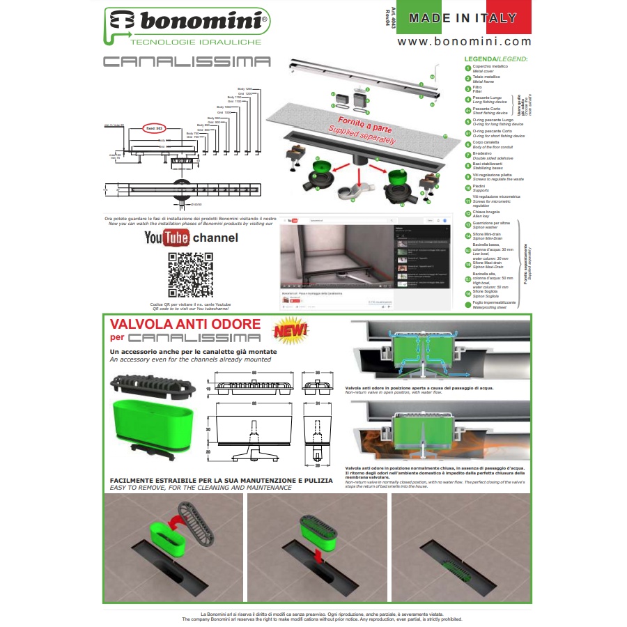 BONOMINI сифон double face inox 600 