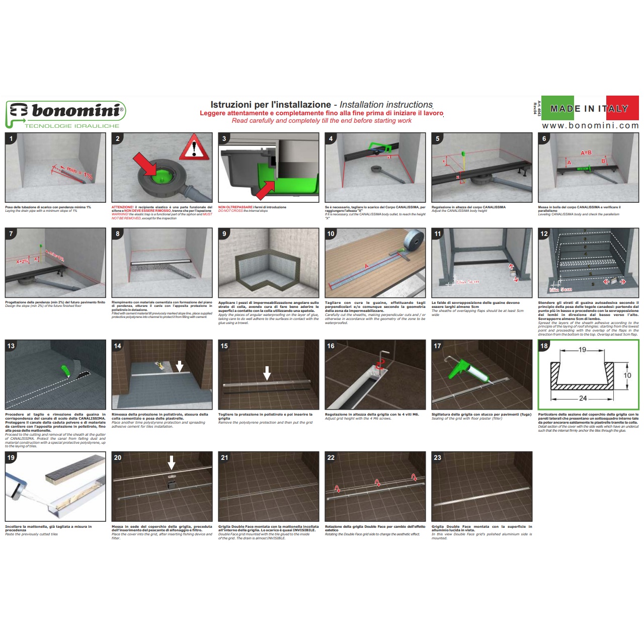 BONOMINI сифон double face inox 600 